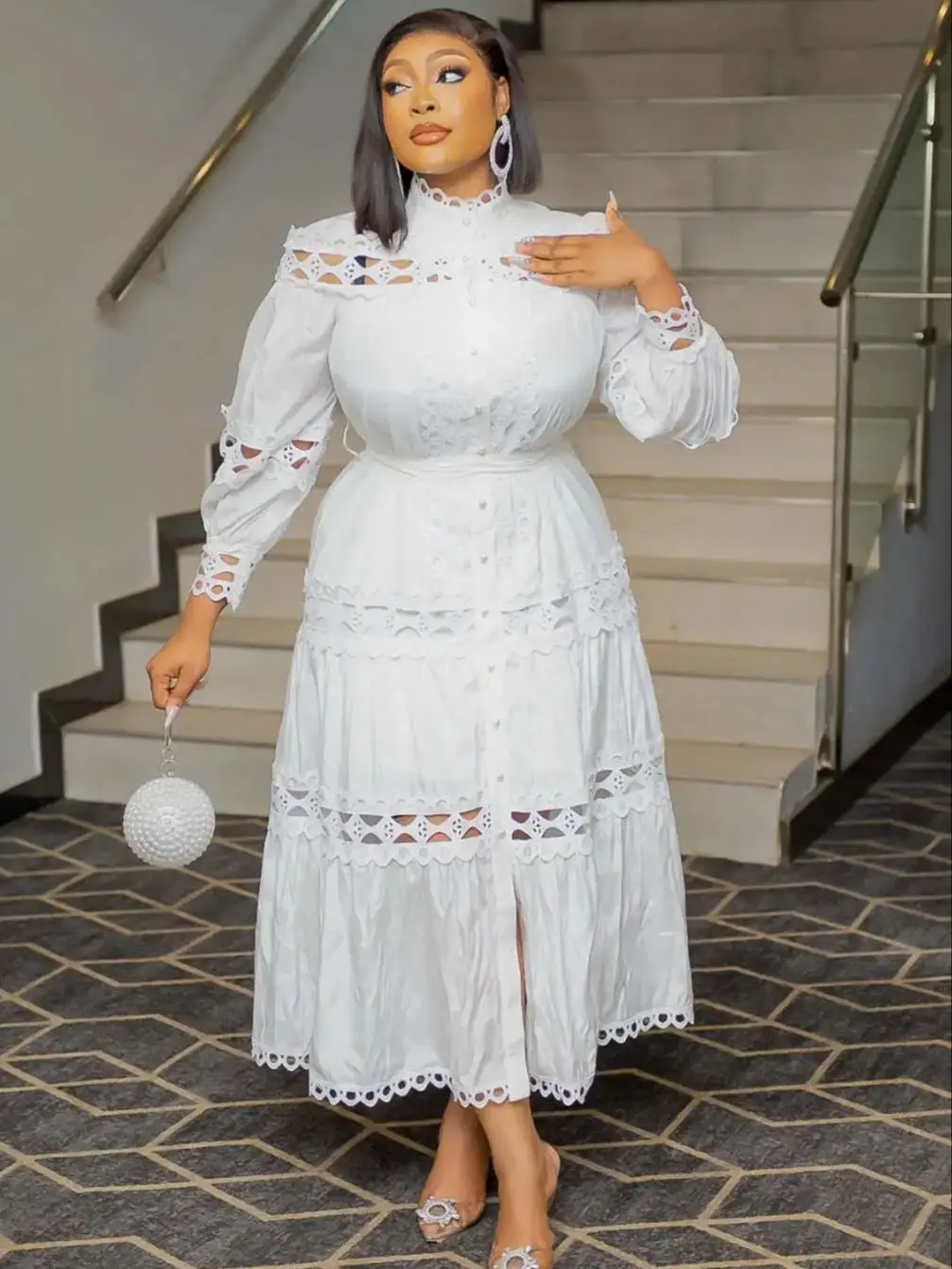 Plus Size African Party Dresses for Women 2024 New Fashion Dashiki Ankara Lace Wedding Gowns Elegant Turkey Muslim Maxi Dress