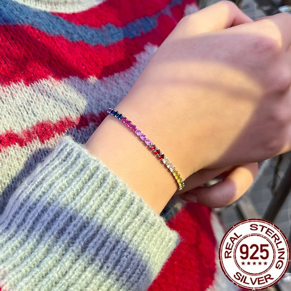 

Женский браслет из серебра 925 пробы, с разноцветным радужным турмалином