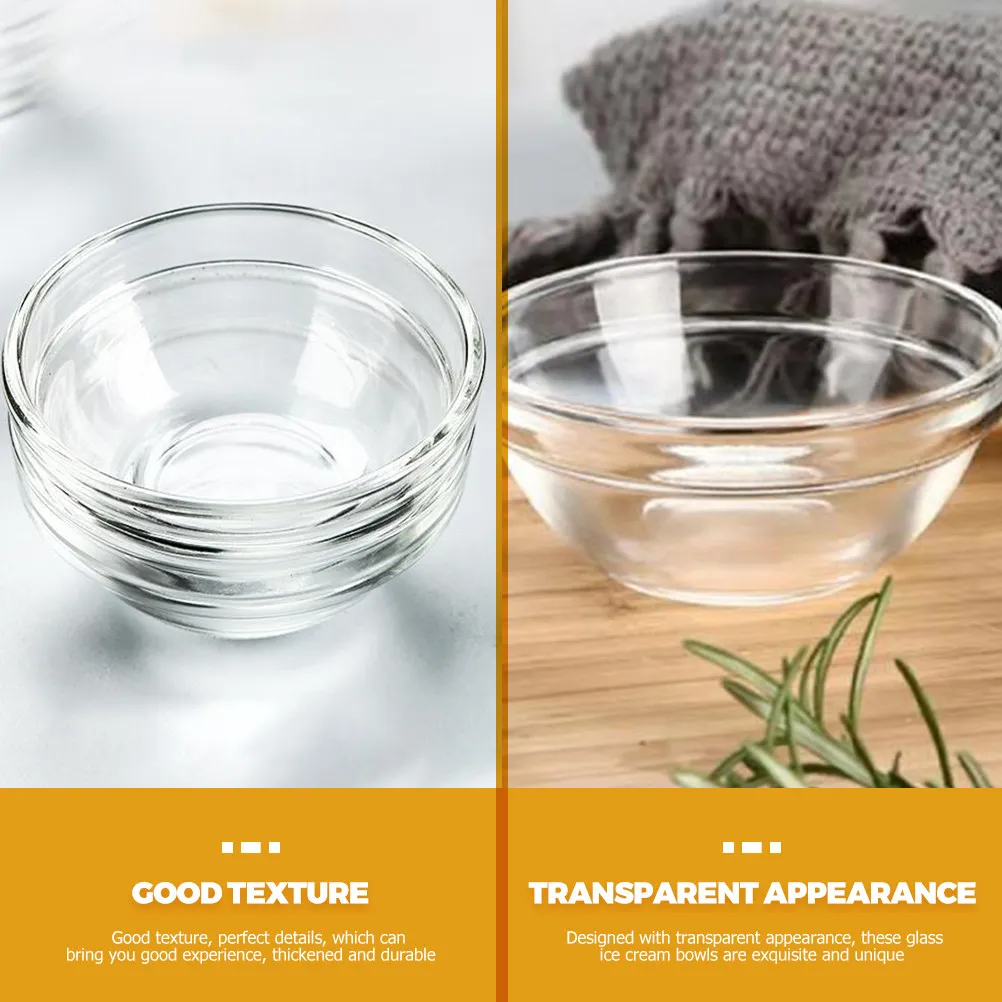 

12Pcs Glass Dessert Bowls Exquisite Clear Salad Ice Cream Fruit Serving Kitchen Mixing Bowls Glass Bowl Fruit Bowl