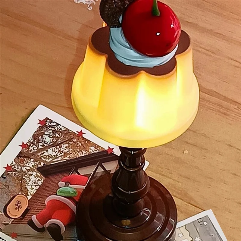 

ABKP-Table Lamp With Battery, 2 Pcs Cute Pudding Night Light Mini Retro Pudding Lights, Room Decor, Gift For Boys And Girls