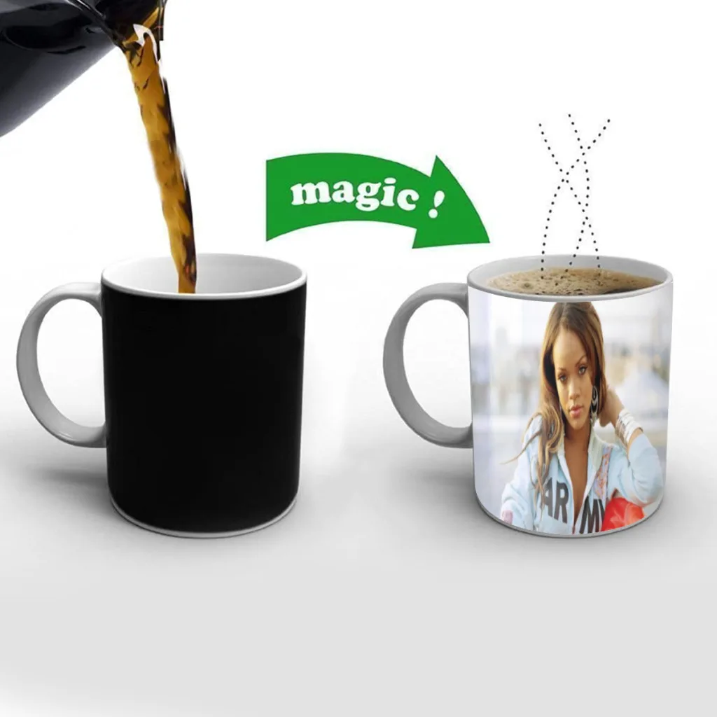 

Singer R-RIHANNA Color Changing Mug Magic Heat Sensitive Tea Cup Coffee Mug Gift Mug for Your Kids or Your Friends