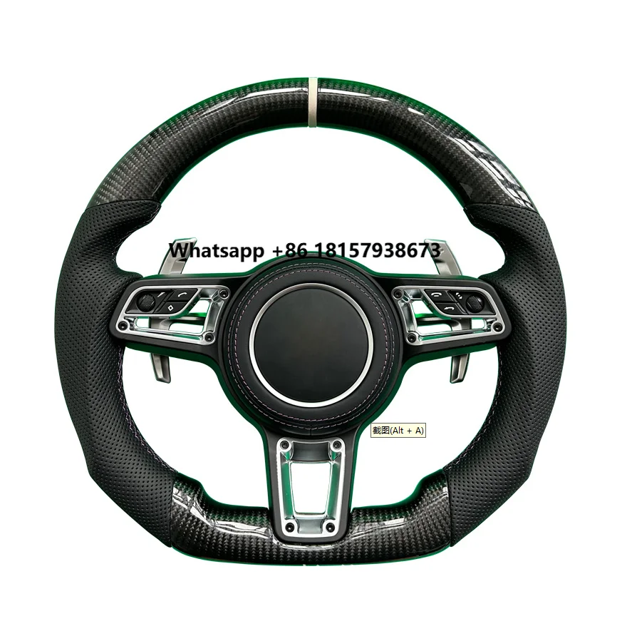 

Sporty Custom Leather Steering Wheel for Porsches 971 718 991 911 Macan Panamera Cayenne Cayman Boxster