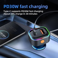 5 Ports USB Car Travel Charger 100W Car Charger with Back Row Charge Type-C PD Fast Charging Adapter For iPhone Xiaomi Samsung