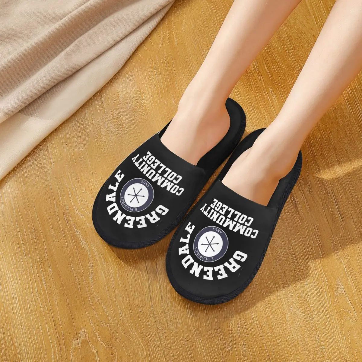 Custom Greendale Community Collage Slippers Memory Foam Warm Soft Women House Slipper Indoor Fluffy Shoes