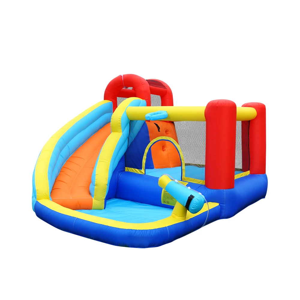 For Summer Fun Compact Inflatable Castle with Slide Trampoline Easy Storage Boys and Girls' Favorite Inflatable Trampoline