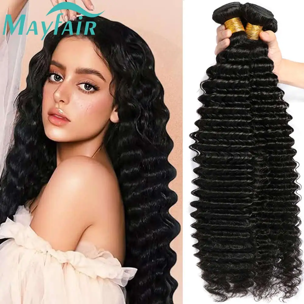 

Deep Wave Hair Extensions Human Hair Bundles Brazilian Curly Hair Deep Loose Wave Bundles Natural Hair For Women Sales 32 Inche