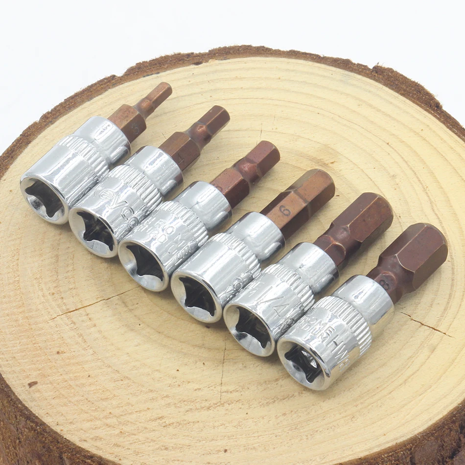 1Pcs 1/4 Inch Drive Hex Bit Sockets Set Allen Key Ratchet Drive Adapter Socket Wrench Car Hand Tools H3 H4 H5 H6 H7 H8