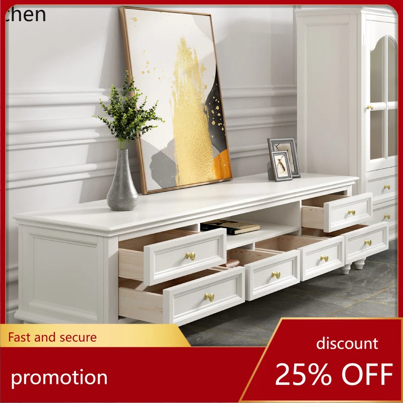 

HT solid wood TV cabinet modern simple living room furniture small apartment drawer whole floor cabinet