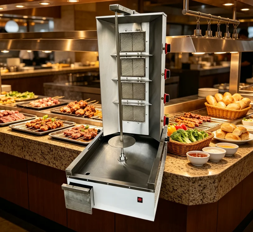 Multifunctional Electric Stainless Steel Shawarma Machine Equipment Kebab Rotisserie Chicken Grill for Commercial Restaurant