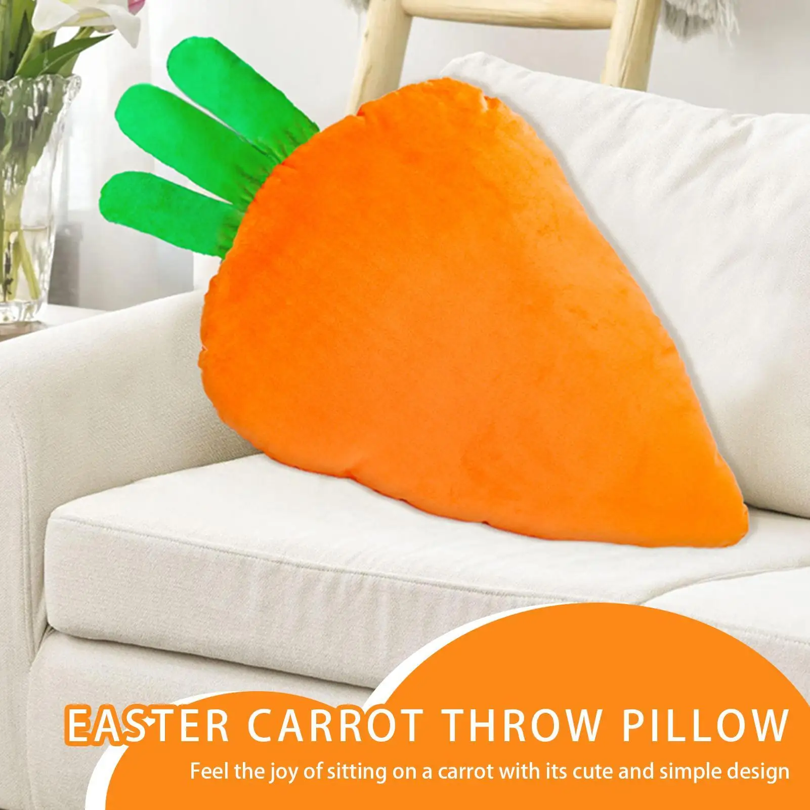 Cuscino imbottito morbido in peluche di carota Cuscino a forma di carota per bambini Adolescenti Adulti Casa Letto Camera da letto Divano Sedia Vacanze Pasqua