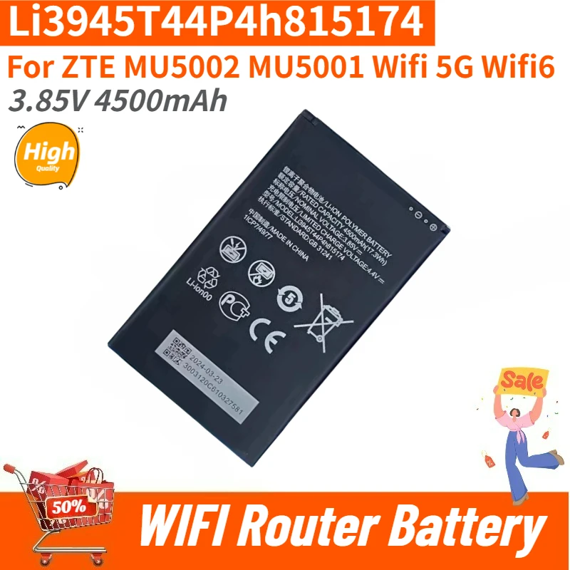 

High Quality Li3945T44P4h815174 Battery 3.85V 4500mAh for ZTE MU5002 MU5001 Wifi 5G Wifi 6 Brand New Replacement Battery