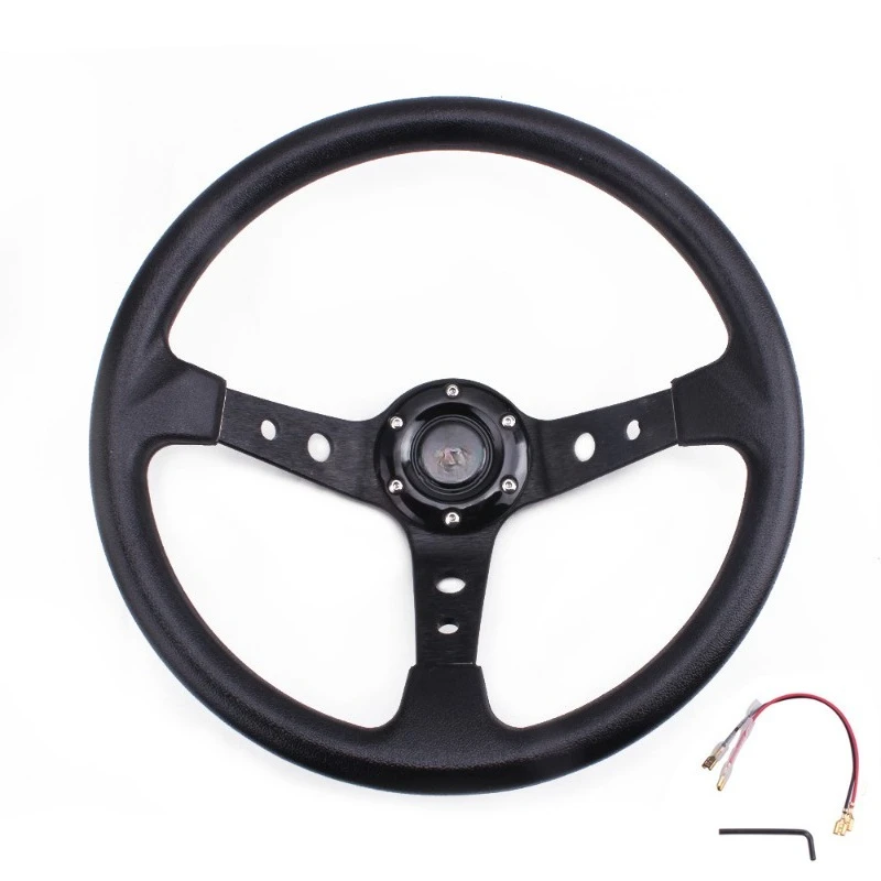 14 Inch PU Deep Dish Racing Steering Wheel Universal Car Modification Gaming Karting Steering Wheel