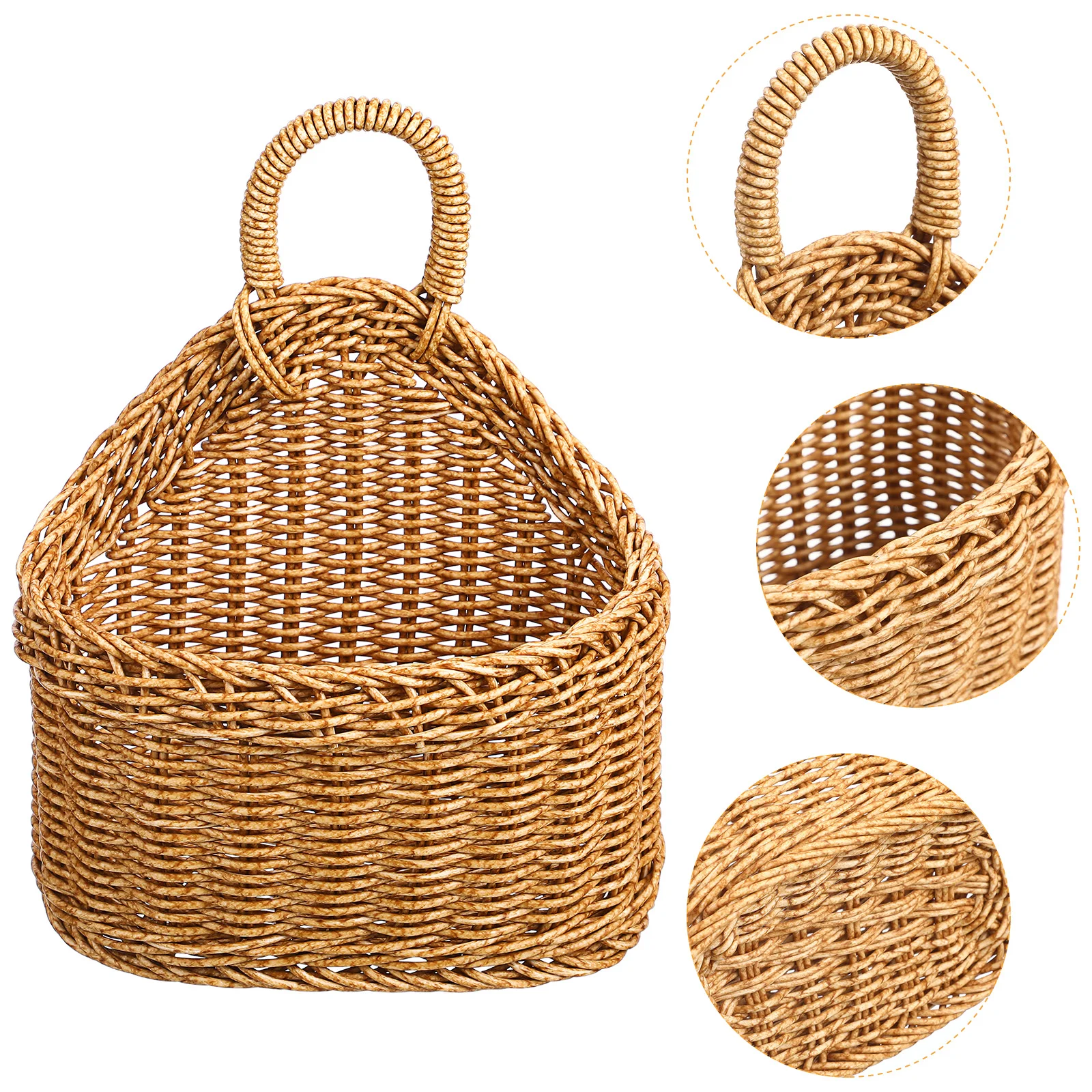 

Hand Woven Storage Basket Wall Hanging Kitchen ganizer Strong Plastic Large Space Natural Style Decorative for Garlic