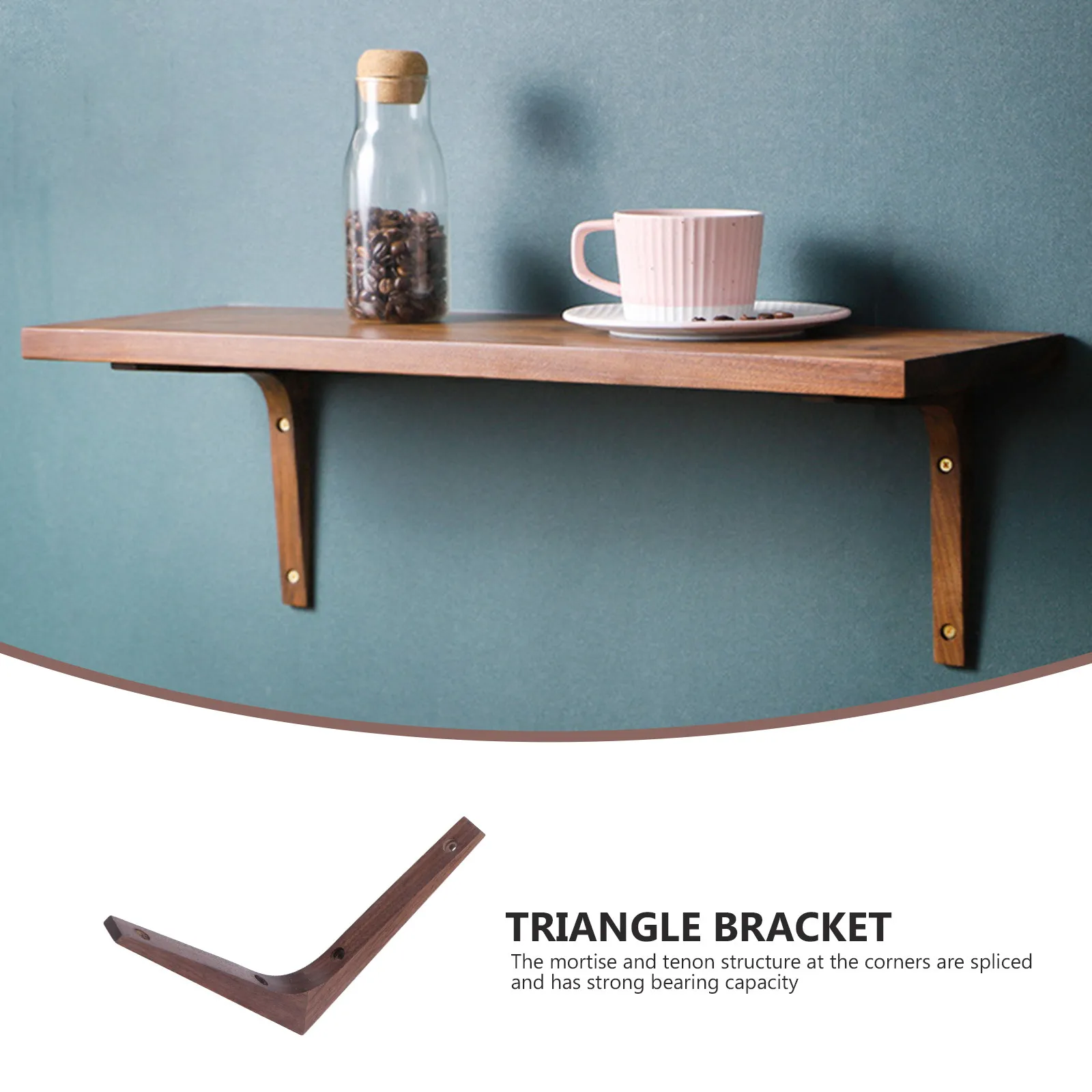 

1Pcs Black Walnut Wood Shelf Brackets Strong Floating Shelf Support Wall Mounted Shelves Decorative Corner Brace Brackets