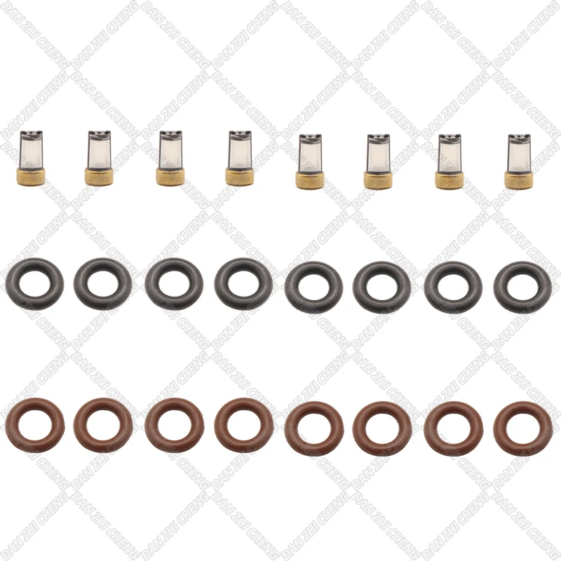 8 set For Ford 4L3E-C5A 0280158044 Fuel Injector Service Repair Kit Filters Orings Seals Grommets