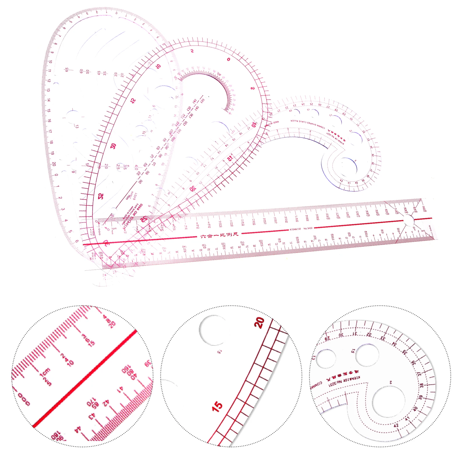

4pcs Sewing Ruler Set Plastic Precision Fabric Cutting Tool For Quilting Patchwork Tailor Gauge French Curve Pattern Measurement