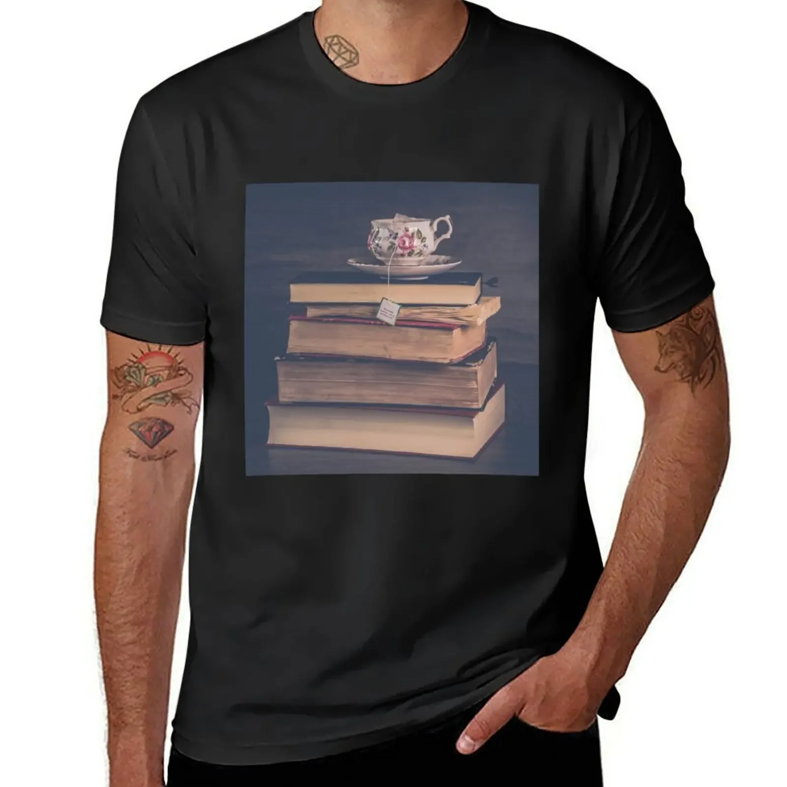 Cup of Tea on a Pile of Books T-Shirt boys animal print animal prinfor boys outfits for men