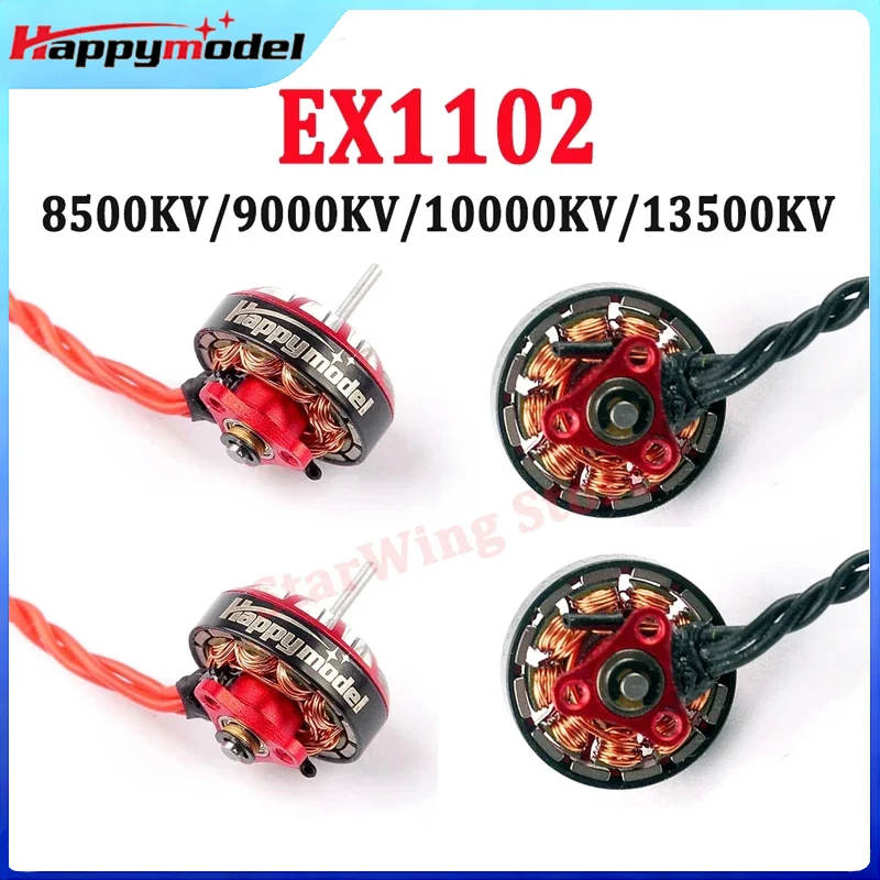 4PCS HappyModel EX1102 Brushless Motor Set 8500KV-13500KV 2-3S Compatible with Mobula7 HD 75mm 85mm for Tinywhoop Drones