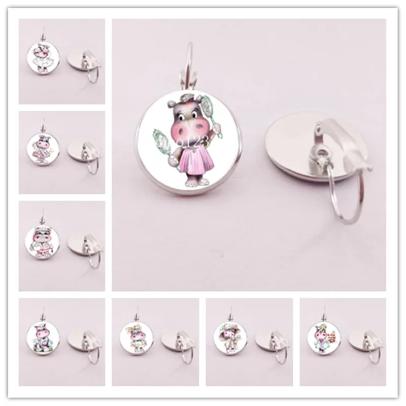 A gift for children who love cartoon hippo earrings and cute hippo animal earrings for girls