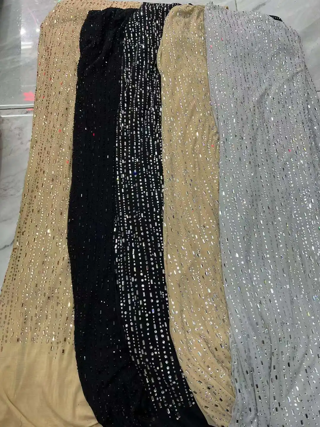 Madison-Nigerian Lace Fabrics, Black, Elastic, Heavy Stones, African Net Lace, Luxury Crystal Stones, Beads Fabrics for Wedding2