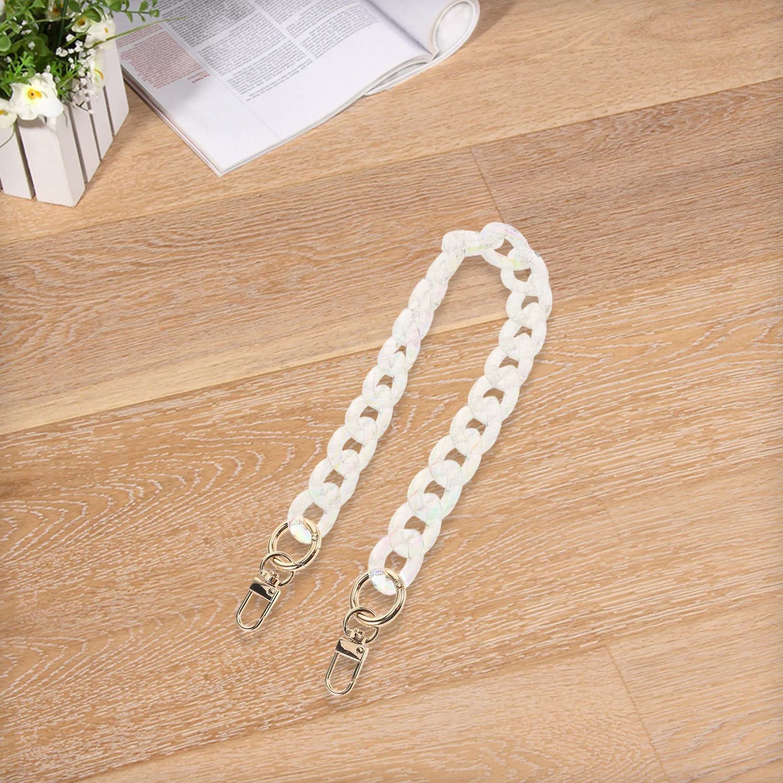 

Transparent Acrylic Chain Purse Strap Shoulder Replacement Decorative Bag Strap Crystal Flat Handle Replacement Crossbody Bag