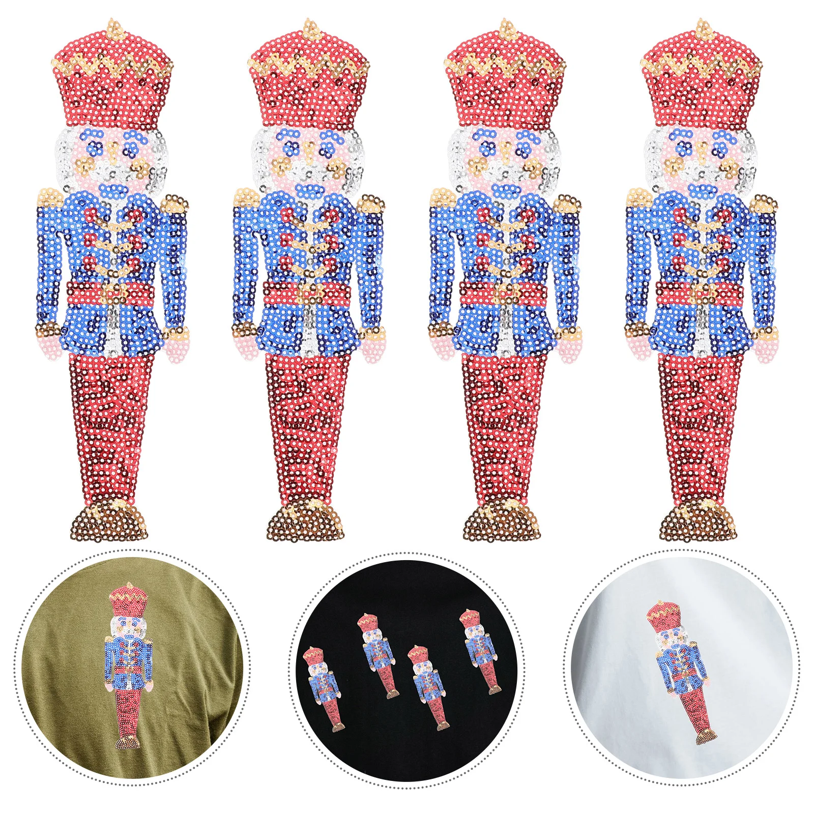 

4 Pcs Nutcracker Soldier Cloth Patches Embroidered Sew On Appliques for Clothes Jeans Hat Fade Resistant Festive