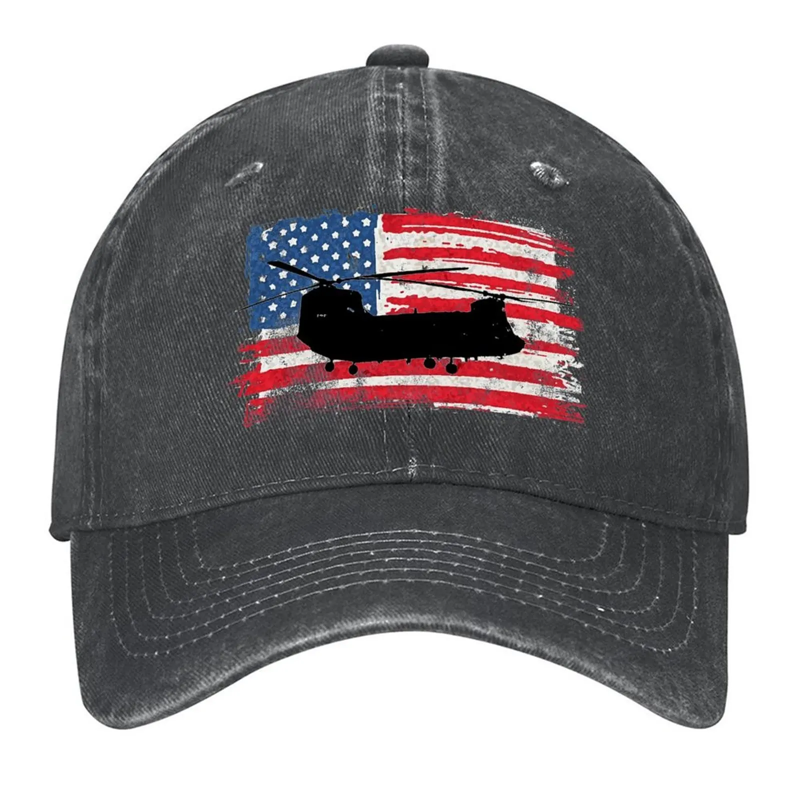 

Chinook CH-47 Helicopter US Military on Vintage Flag Baseball Cap Beach Outing fishing caps man party Hat Woman Men's