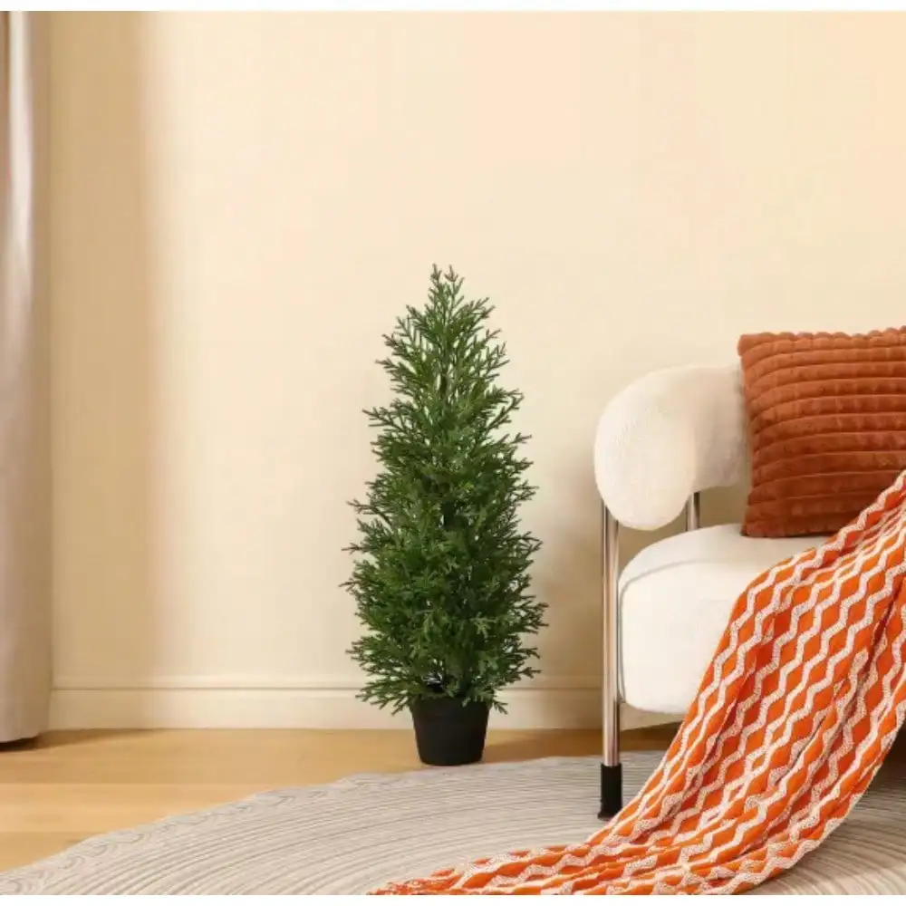 

Artificial Tree, 3/4/5 ft. Artificial Coral Cedar Tree, Realistic Indoor Decorative Faux Plant with Lifelike Branches and Leaves