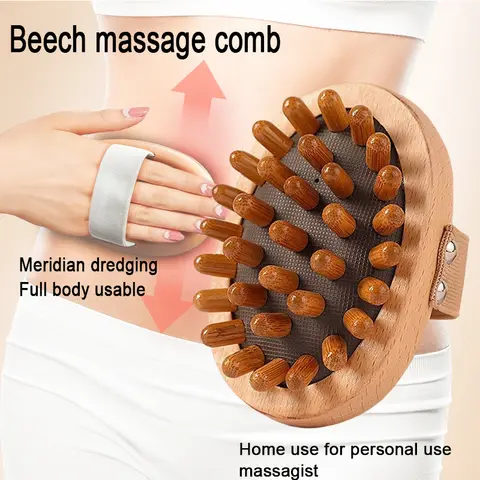 1PCS Wooden Meridian Massage Body Anti Cellulite Brush Body Gua Sha Comb Scalp Massage Brush Relaxation Home Use Anti-Fatigue