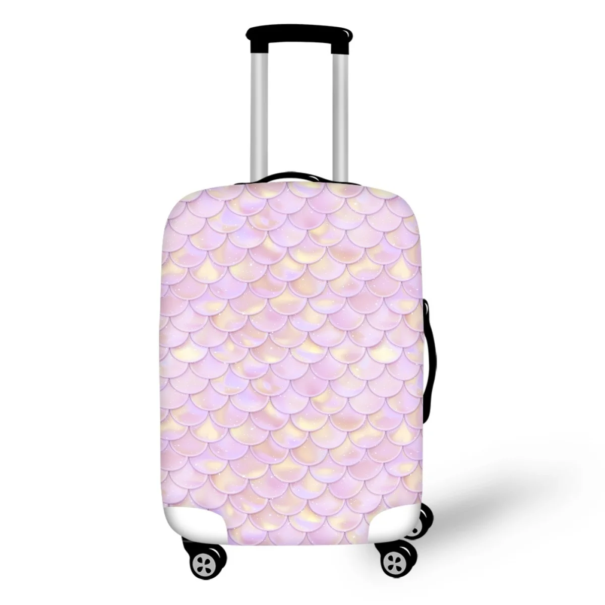 Mermaid Pastel Pink Purple Aqua Teal Printed Luggage Cover, Elastic Protection Suitcase Trolley Washable Cover for 18-32 Inch