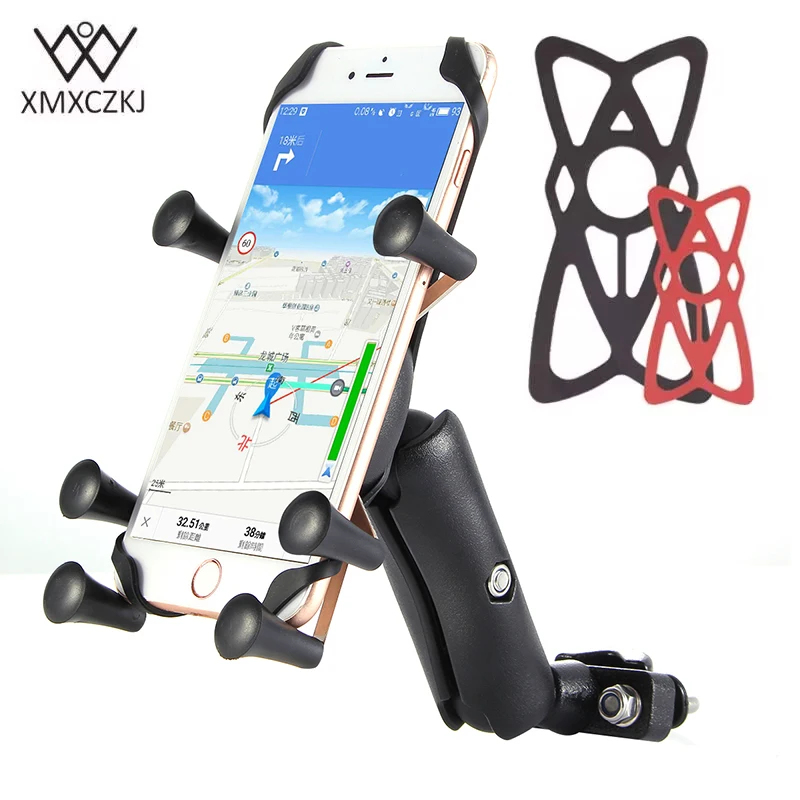 

XMXCZKJ Motorcycle Phone Holder Adjustable Bike Motorcycle Handlebar Mount Holder For Iphone Huawei Xiaomi GPS Smartphones Stand