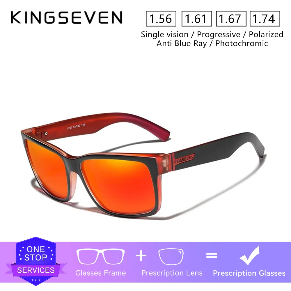 

KINGSEVEN Fashion Popular Men Women Prescription Sunglasses Square Myopia Hyperopia Eyeglasses Optical Lens Causal Glasses