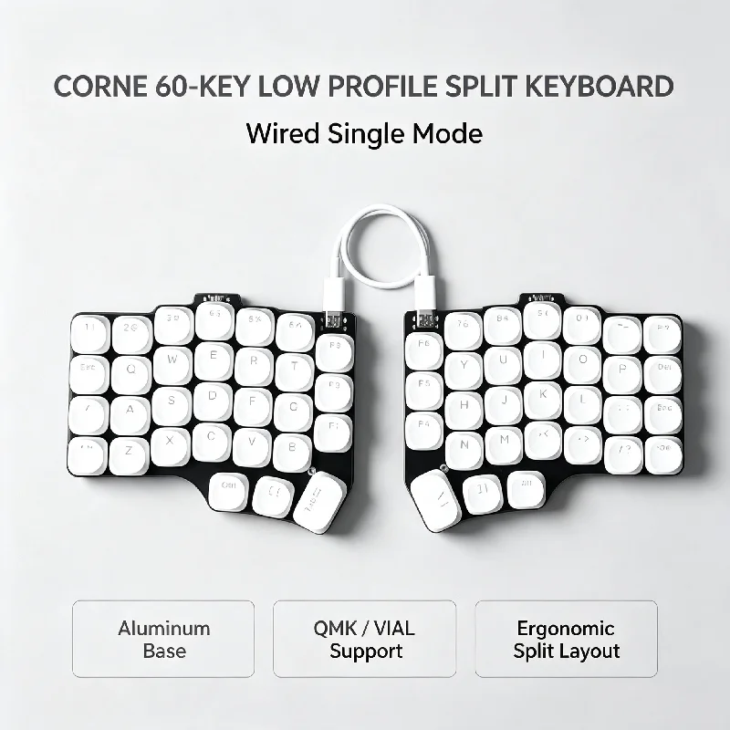 X.tip Corne60 Low Profile Split Mechanical Keyboard Kit Aluminum Bottom Welding Switch Choc/mx Portable Wired Qmk/vial Travel