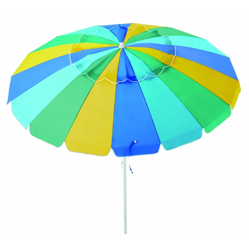 مظلة شاطئ مستديرة مع حماية من الأشعة فوق البنفسجية ، مظلة تهوية وبرغي رملي ، فاخر ، 8 أقدام