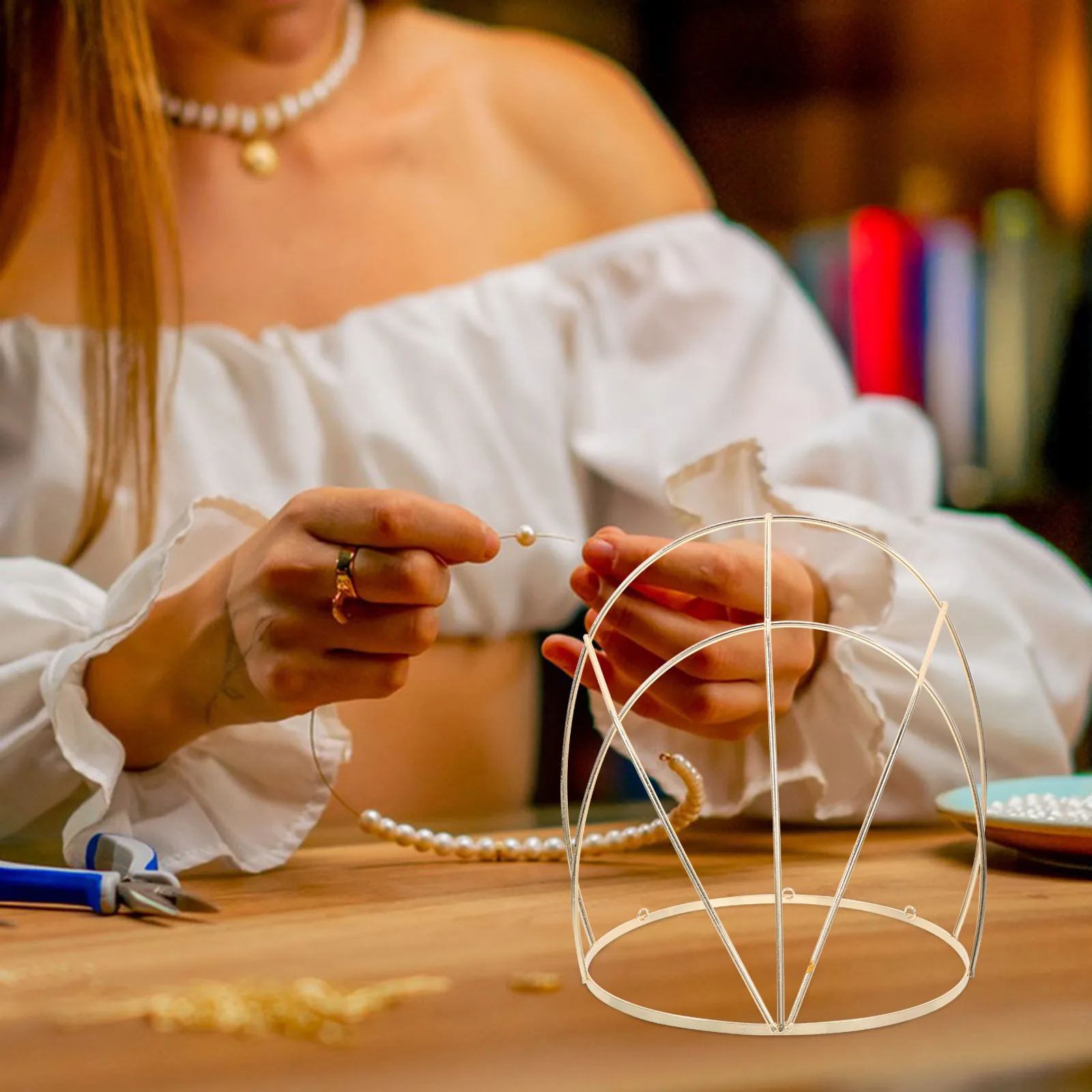 إطار التاج الصيني التقليدي غطاء الرأس القديم الذهبي صنع ملحقات تاج الشعر عرض موقف خوذة الرف DIY بها بنفسك