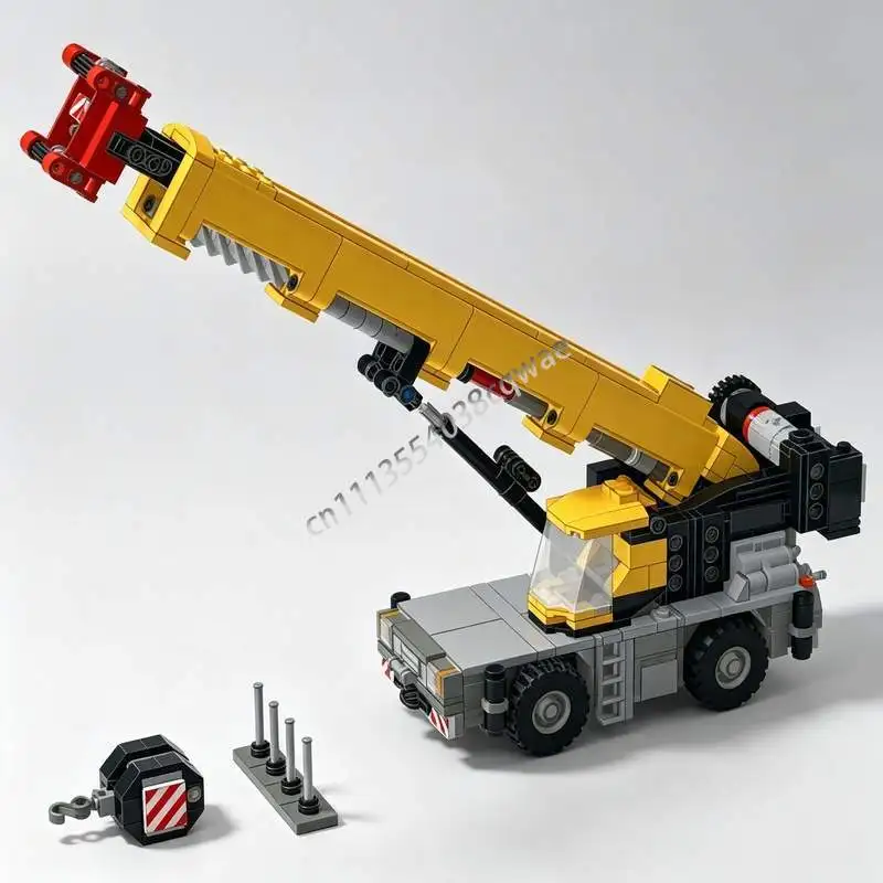 666-teiliges Geländekran-Fahrzeugmodell MOC Benutzerdefiniertes Puzzle Konstruktions-Bausteine Kreatives Technologie-Lernspielzeug