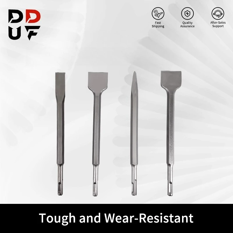 

SDS Plus Shank Chisel Set Point Flat Groove Type Round Handle Impact Tools for Concrete Brick Grooving and Wall Drilling Work