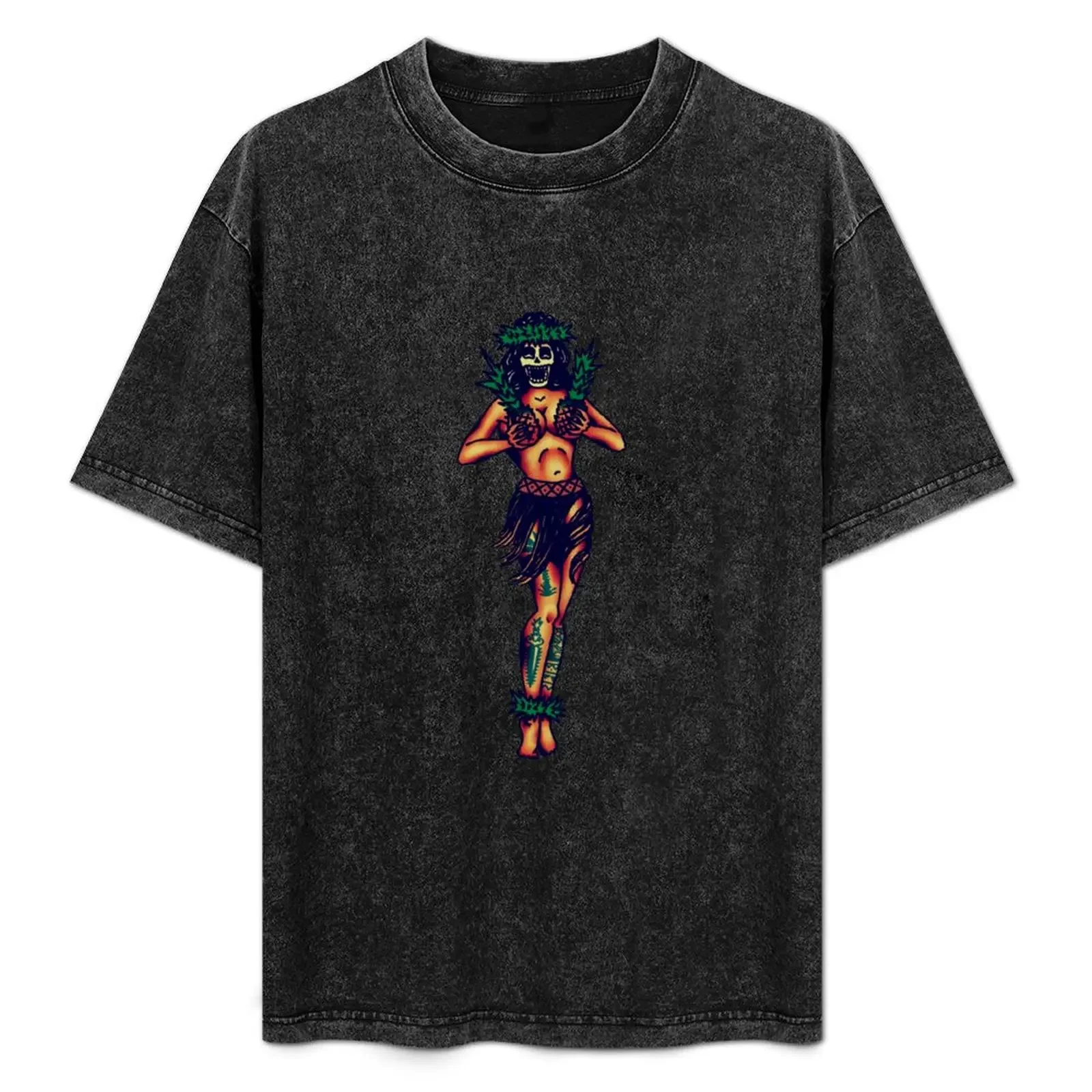 

Skull Hula girl w/ pineapples T-Shirt Plus Size Comfort Fit Tee