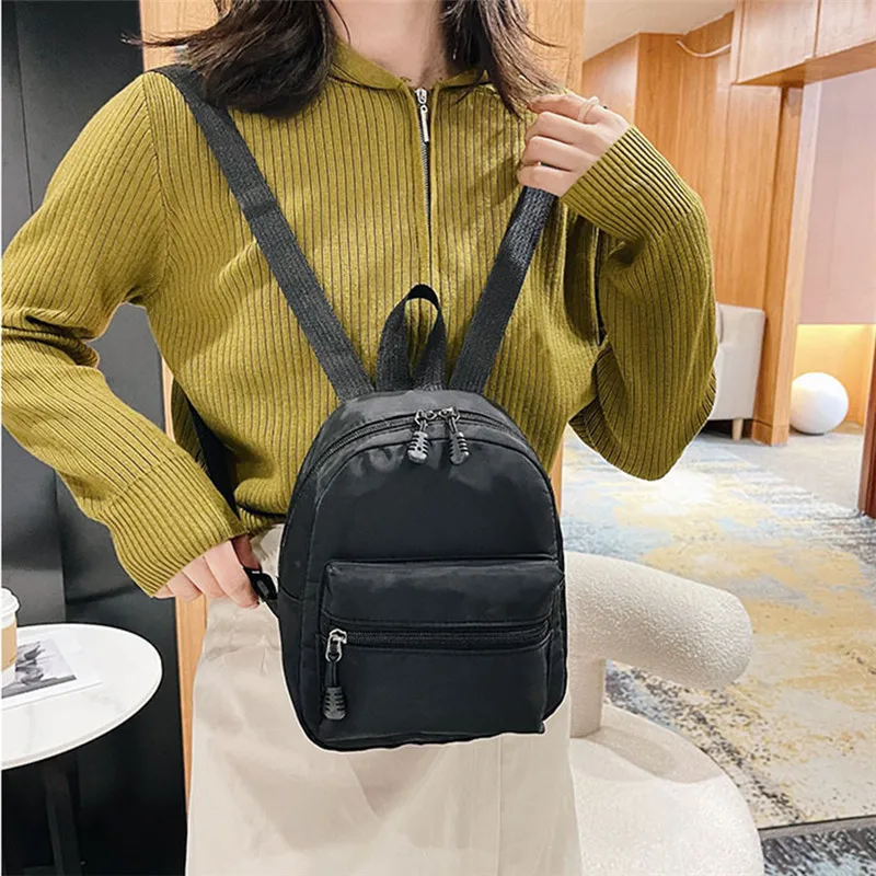 Mini Women\'s Backpacks Black Trend Nylon Female Bag Small School Bags White Rucksack For Teen Girls  Casual Backpack  Mochila