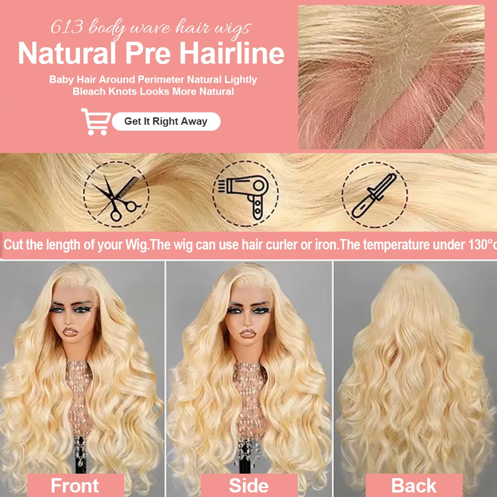 Water Wave 613 HD Lace Frontal Honey Blonde Wig Body Wave Human Hair 40Inch 13x6 Brazilian Cheap Wig on Clearance Sale For Women