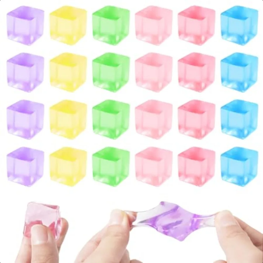 24 Stück Ice Fidget Str Balls Squeeze Sensory Toys Mini Squishy Fidget Toys für Erwachsene im Alter von 3 Jahren Angst Str Relief Perfekt für Par