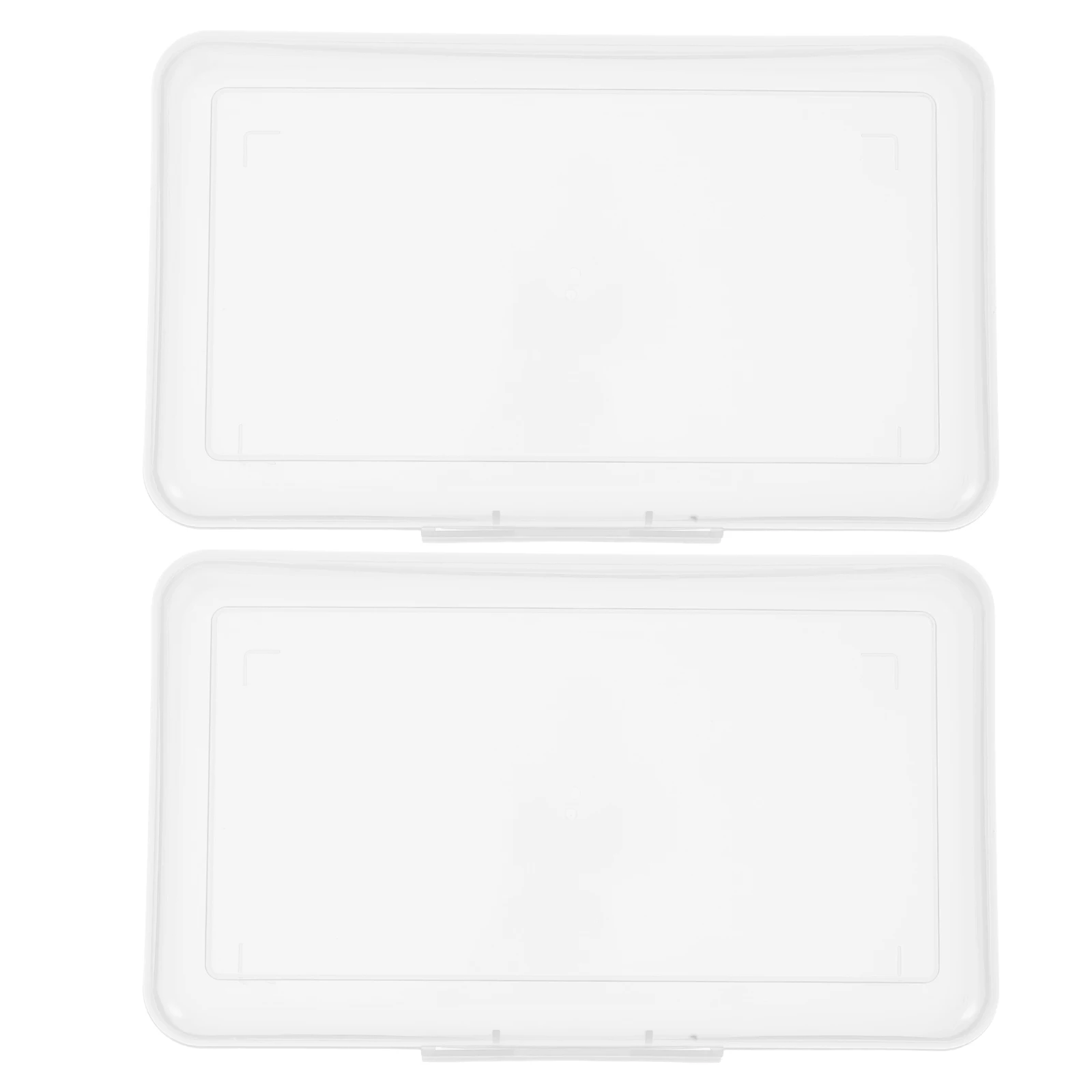 

2pcs Plastic Pencil Case Large Capacity Hard Rectangular Stationery Container for Students Office Study Blue Transparent
