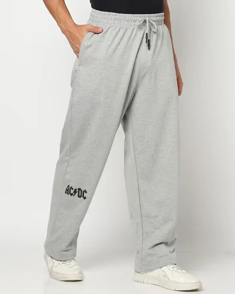Men Heathered Straight Track Pants Cotton Sweatpants Versatile Street Style