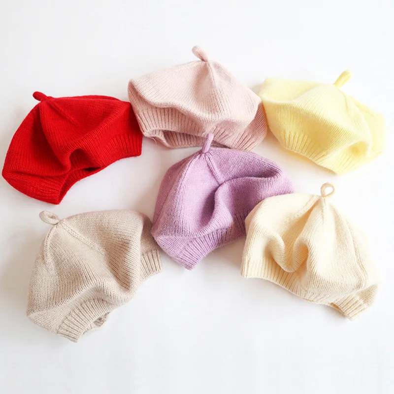 Baby Knitted Hat for Girls Spring Autumn Baby Cap Kids Beret Hats Baby Beanie Infant Cap Toddler Accessories 1-4Y