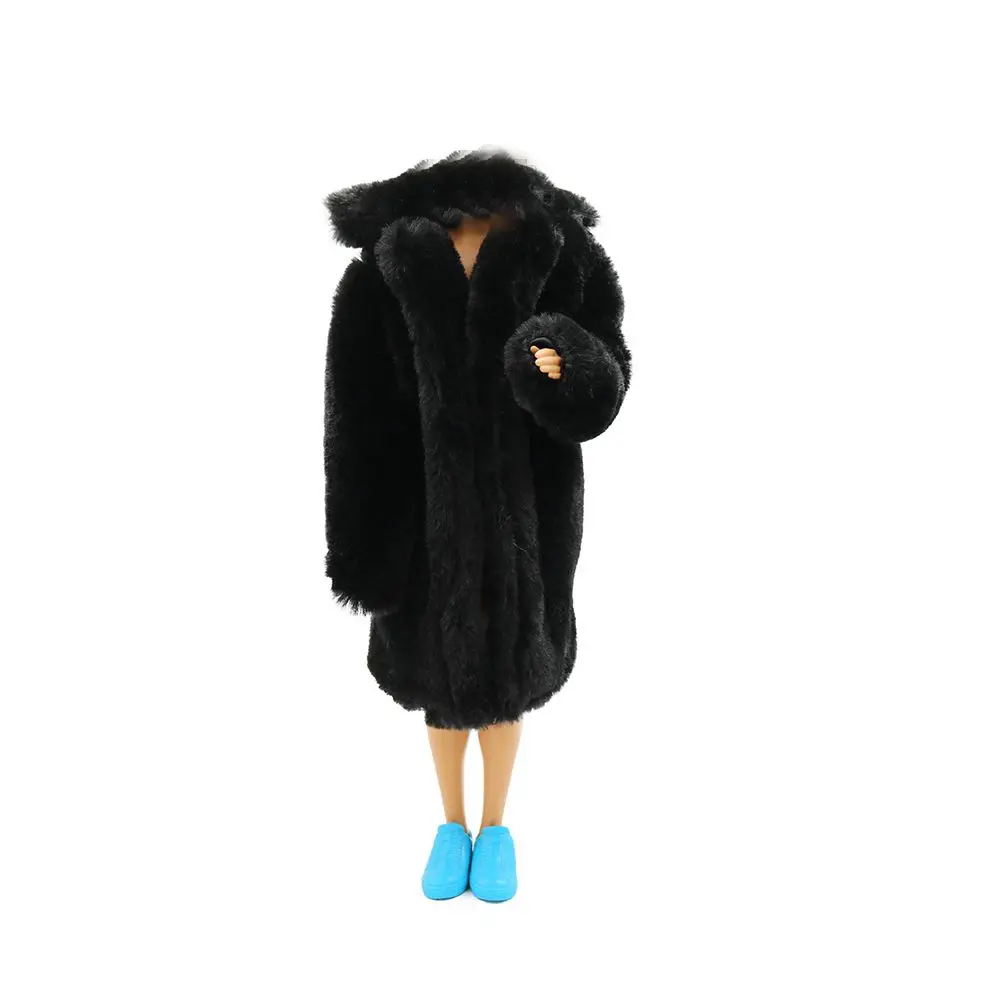 30CM Doll Clothes Fashion Long Fur Coat Big Collar Plush Overcoat For 27-29cm Dolls Accessories Everyday Wear Kids Toy