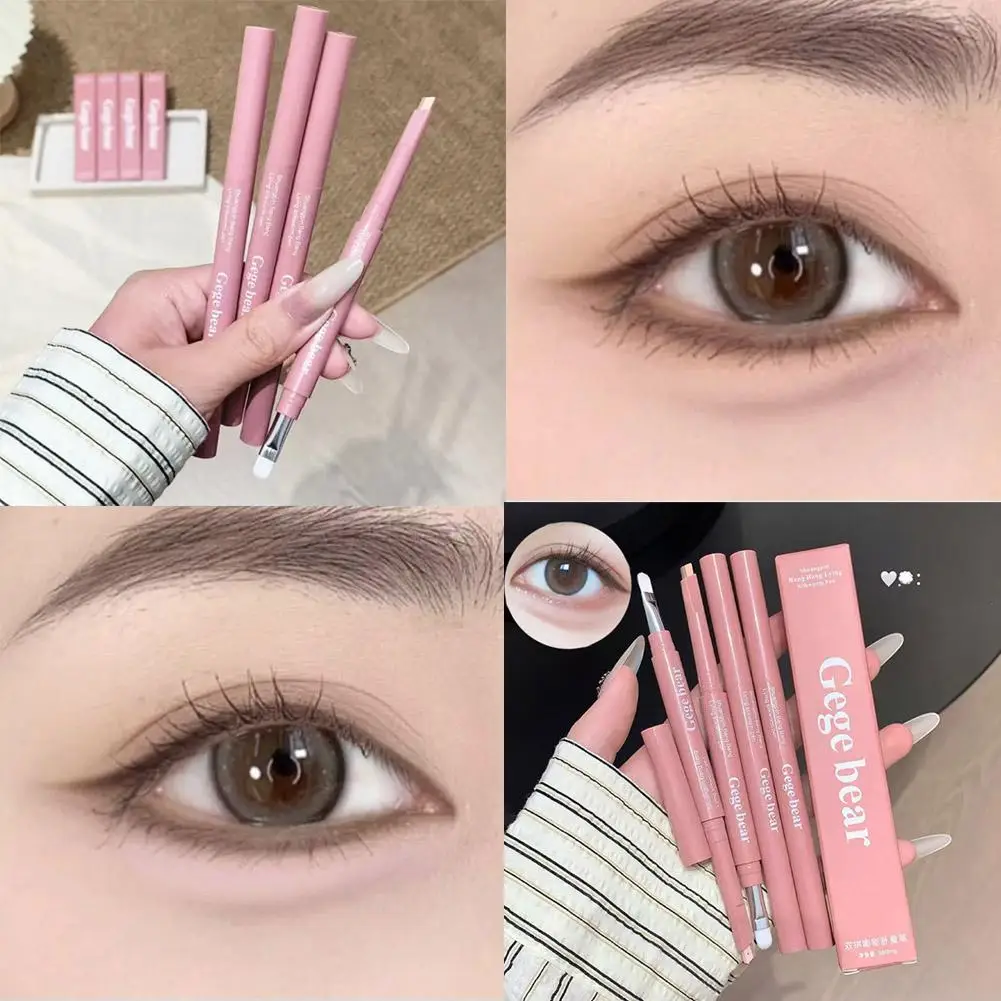 2 in1 アイライナー マット ハイライト シャドウ ペンシル ヌード ベージュ ブラウン ブライトニング アイライナー ペンシル ライイング シルクワーム ペン メイクアップ