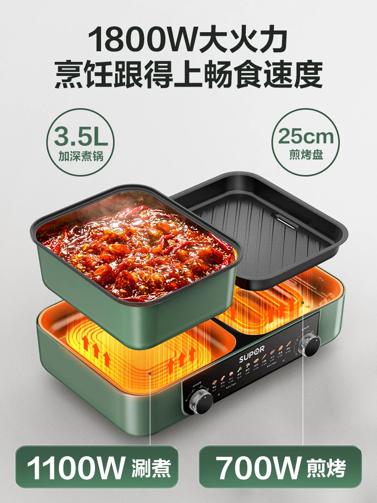 

Универсальный электрический гриль и хот-пот без дыма для семейных встреч в помещении и приготовления вкусных домашних блюд