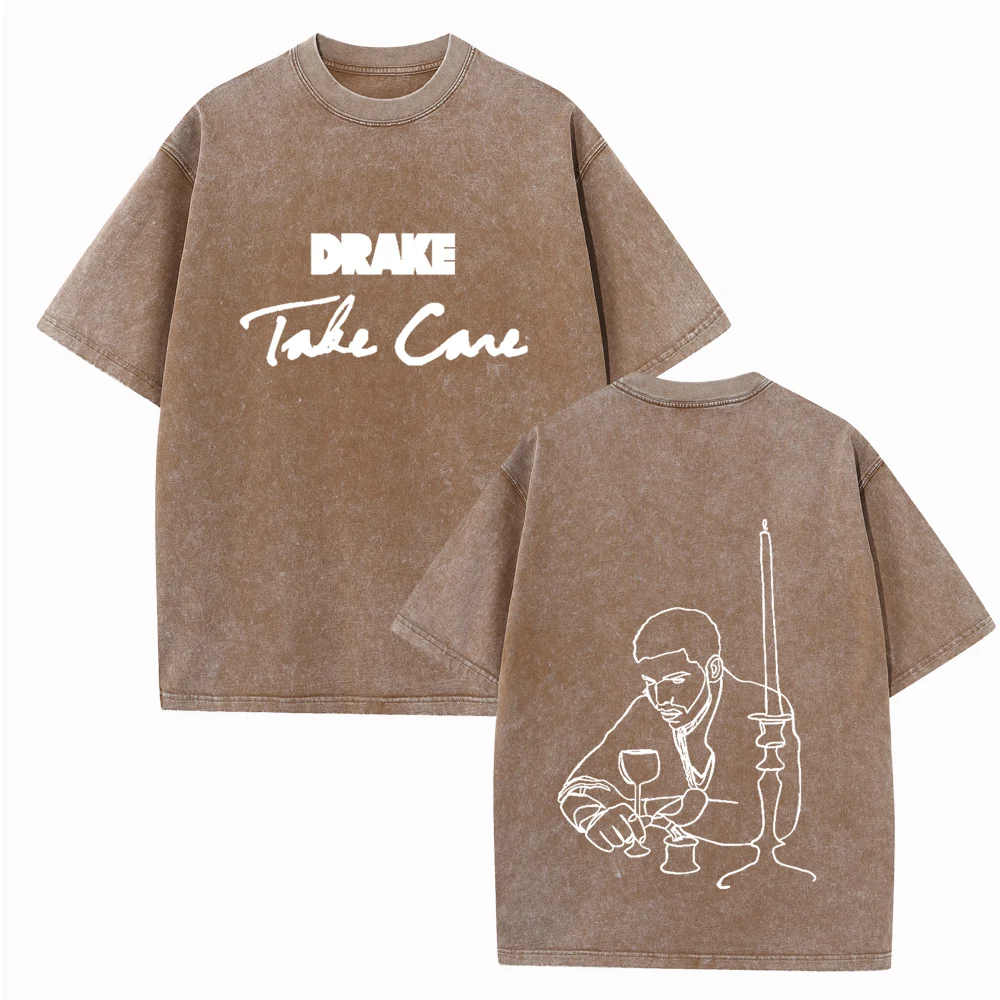 Take Care Drake 2024 เสื้อวินเทจฮาราจูกุฤดูร้อน U Nisex O-คอสั้นแขนปกติผ้าฝ้ายเสื้อยืดพิมพ์