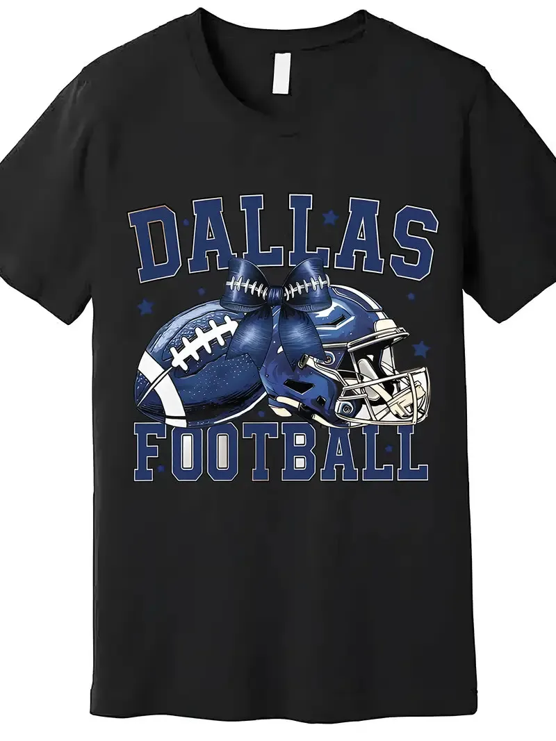 

Dallas Football-Inspired Cotton T-Shirt for Men - Casual Crew Neck, Short Sleeve