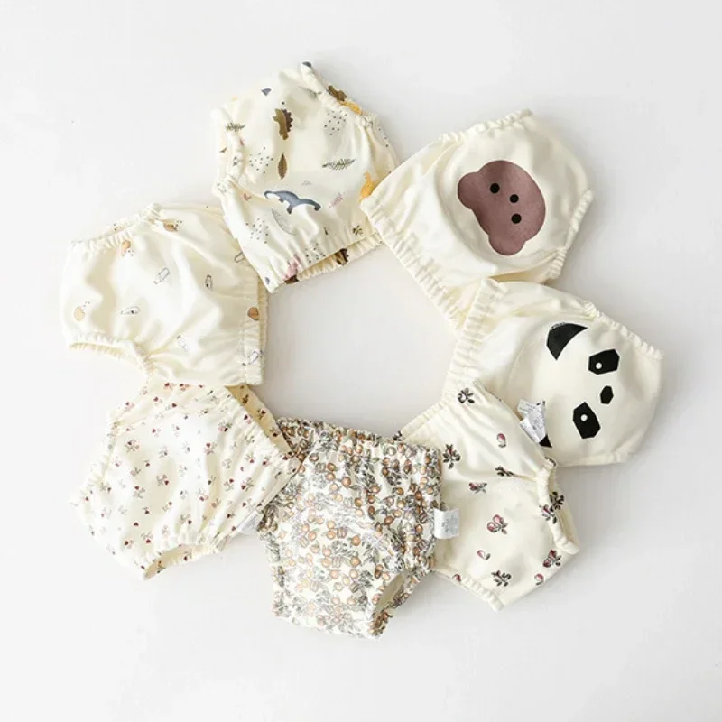 

3 шт., хлопковые детские тренировочные штаны, подгузники, водонепроницаемое нижнее белье, детские трусики, моющиеся тканевые подгузники для мальчиков и девочек, многоразовые подгузники